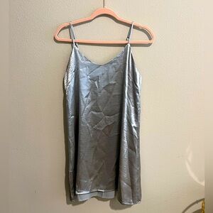 Silver metallic mini shift dress. Brand Miami. Size S.